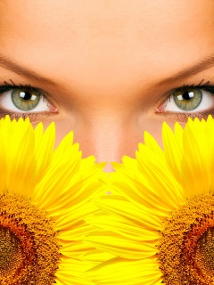 Девушка с желтыми ромашками обои