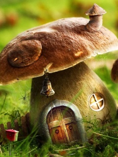 Грибы домики обои