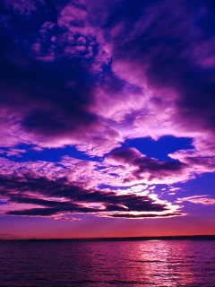 Фиолетовое закатное небо обои