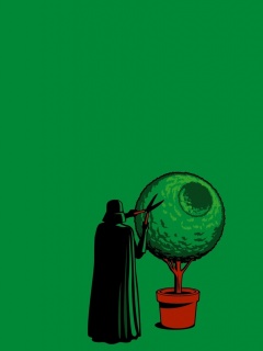 Дарт Вейдер постригает куст обои