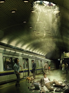 Провалившийся в метро обои