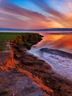 Озеро на закате обои