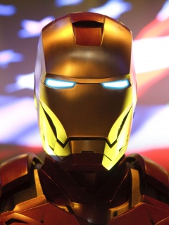 Железный человек на фоне американского флага обои