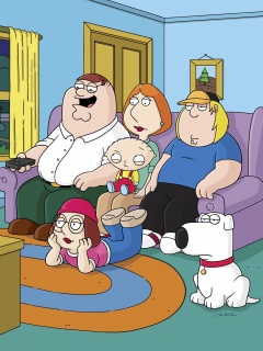 Гриффины всей семьей перед телевизором обои