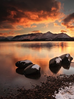 Картинный закат на озере обои