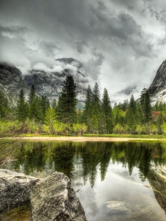 Красивый вид на маленькое горное озеро обои