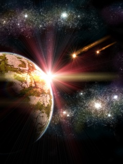 Кометы пролетают вблизи планеты обои