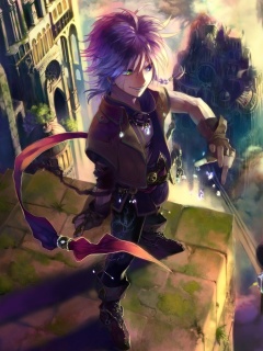 Анимешный парень с горстью кристаллов обои