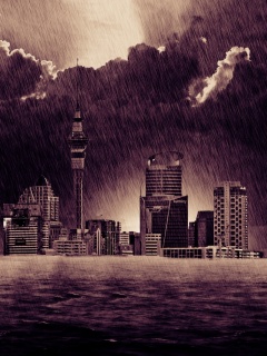 Гроза над городом обои