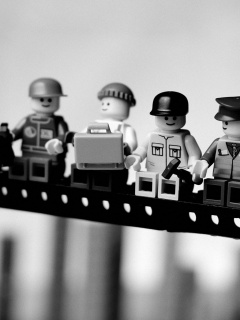 Lego строители обедают на балке обои