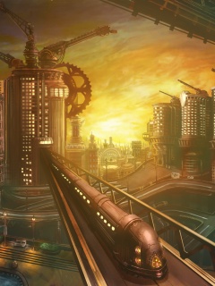 Город из мира стимпанк обои