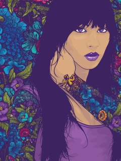 Девушка с цветочной тату обои