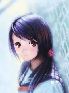 Девочка у сетчатого забора обои