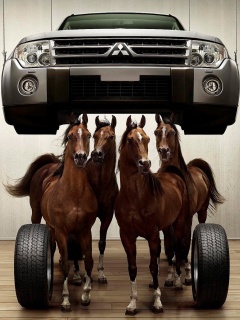 Лошадинные силы - принт Митсубиси обои