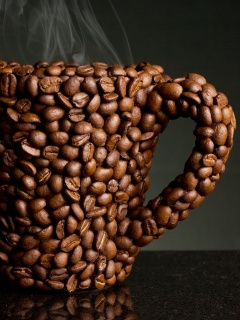 Кружка из кофейных зерен обои