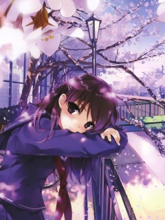 Девушка среди лепестков сакуры обои