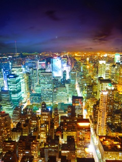 Вид на ночной Нью-Йорк обои