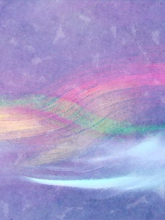 Радужные волны на нежно-фиолетовом фоне обои