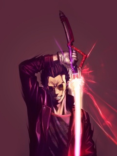 Мужик с зверским световым мечом обои