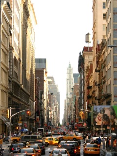 Людная Нью-Йоркская улица обои