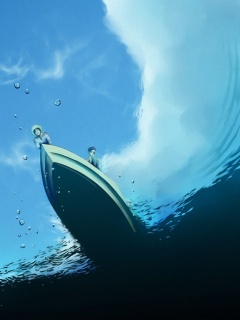 Катер и водная черепаха обои