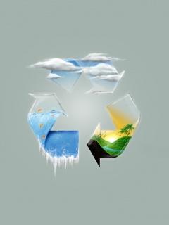 Круговорот воды в природе в значке переработки обои