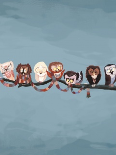 Совы на ветке обои