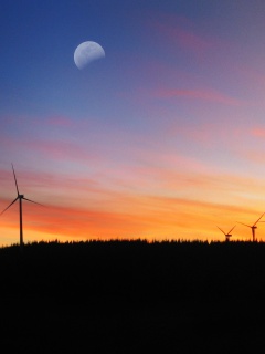 Закат за холмом обои