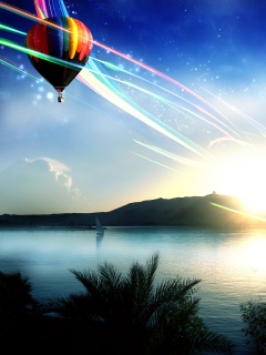 Радужный воздушный шар обои