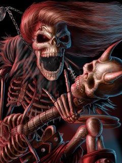 Скелет играет на скелет-гитары обои