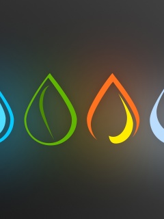 Четыре стихии в каплях обои