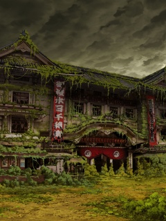 Заброшенное японское здание обои