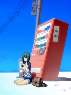 Девушка у автомата обои