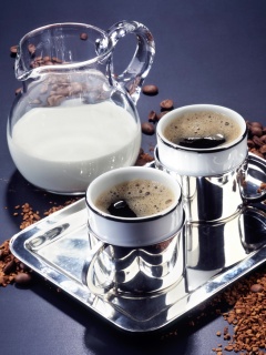 Поднос с кофе обои