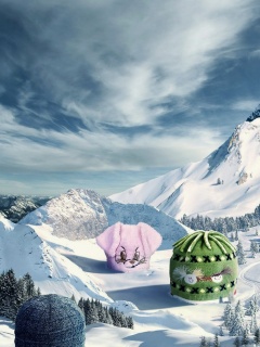 Прикольные шапки на горных вершинах обои