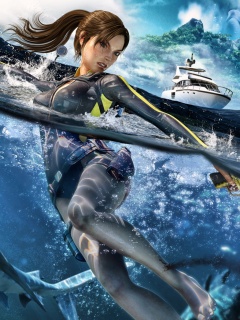 Лара Крофт против акул обои