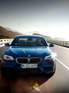Синий БМВ на дороге обои