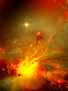 Туманность в красно-жёлтых тонах обои