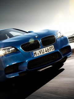 Синий БМВ на трассе обои