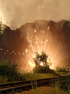 Взрыв в кустах обои