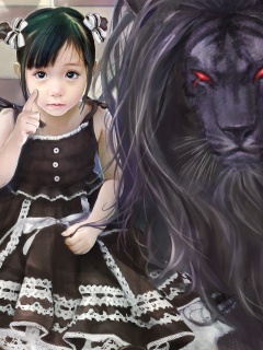 Тёмный лев обои