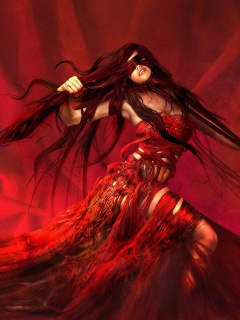 Девушка в красной мантии обои