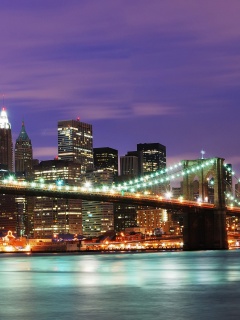 Бруклинский мост на фоне ночного Нью-Йорка обои