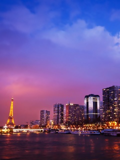 Вид на ночной Париж обои