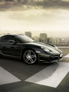 Порш на вертолетной площадке обои