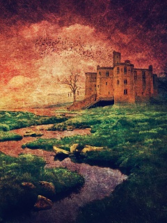Старинный пейзаж с замком обои