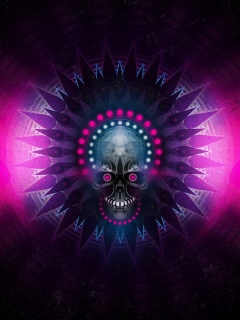 Неоновый череп обои