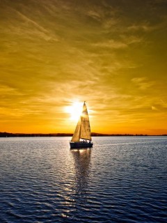 Яхта на закате обои