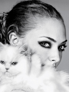 Девушка с кошкой обои
