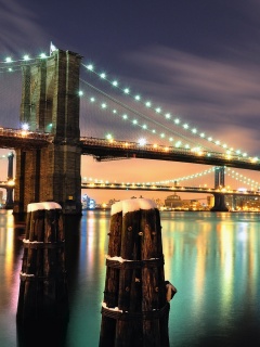 Бруклинский мост зимой HDR обои